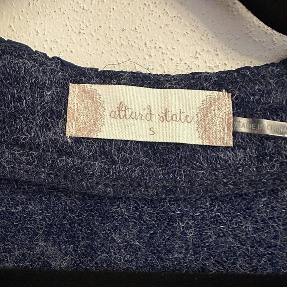 Altar’d State Ruffle Button Down Blue Sweater Cardigan Dress Small Side Pockets - Picture 6 of 16